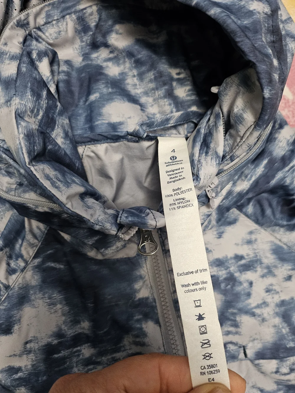 Lululemon Blue Tie-Dye Hooded Rain Jacket